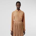 Burberry Burberry Crystal Detail Silk Oversized Shirt, Size: 06, Camel
