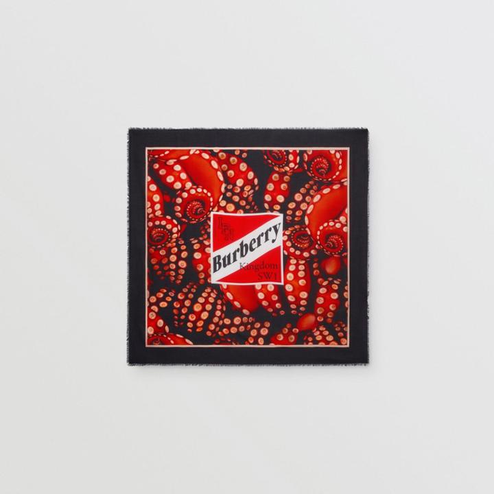 Burberry Burberry Octopus Print Cotton Silk Large Square Scarf, Red