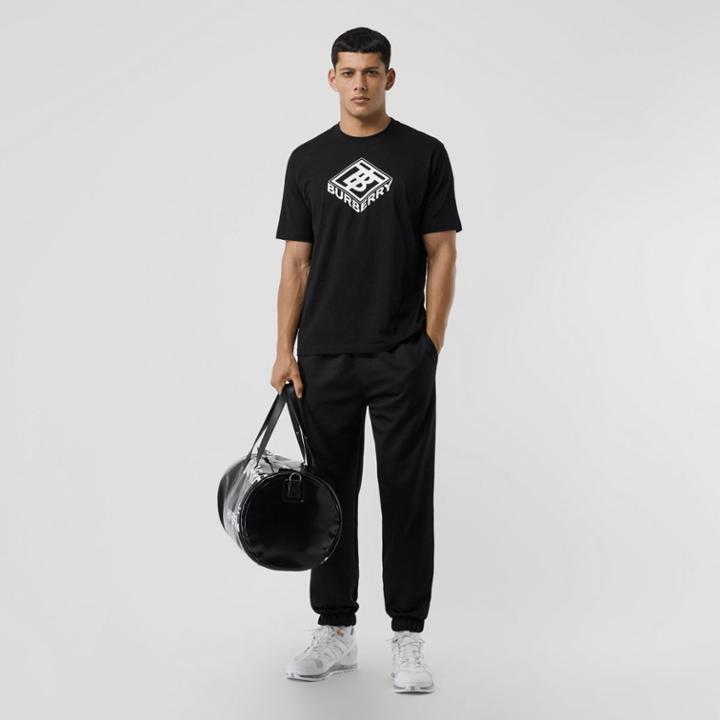 Burberry Burberry Logo Graphic Cotton T-shirt, Size: M, Black