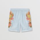 Burberry Burberry Map Print Washed Silk Drawcord Shorts