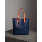 Burberry Burberry Medium Two-tone Coated Leather Tote, Blue