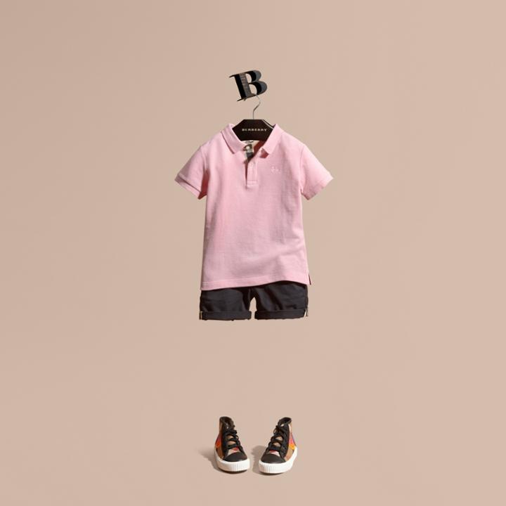 Burberry Burberry Check Placket Polo Shirt, Size: 4y, Pink