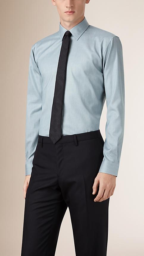Burberry Modern Fit Textured Cotton Shirt