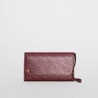 Burberry Burberry Monogram Leather Wallet With Detachable Strap, Red