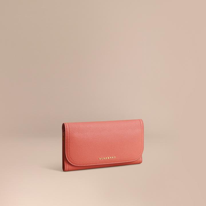Burberry Burberry Two-tone Leather Continental Wallet And Coin Case, Red