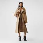 Burberry Burberry Check Panel Gabardine Loop-back Trench Coat, Size: 06, Brown