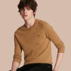 Burberry Burberry Crew Neck Cashmere Sweater, Size: L, Beige