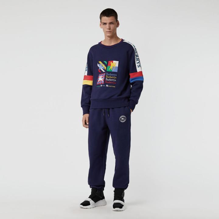 Burberry Burberry Colour Block Embroidered Archive Logo Sweatshirt, Blue