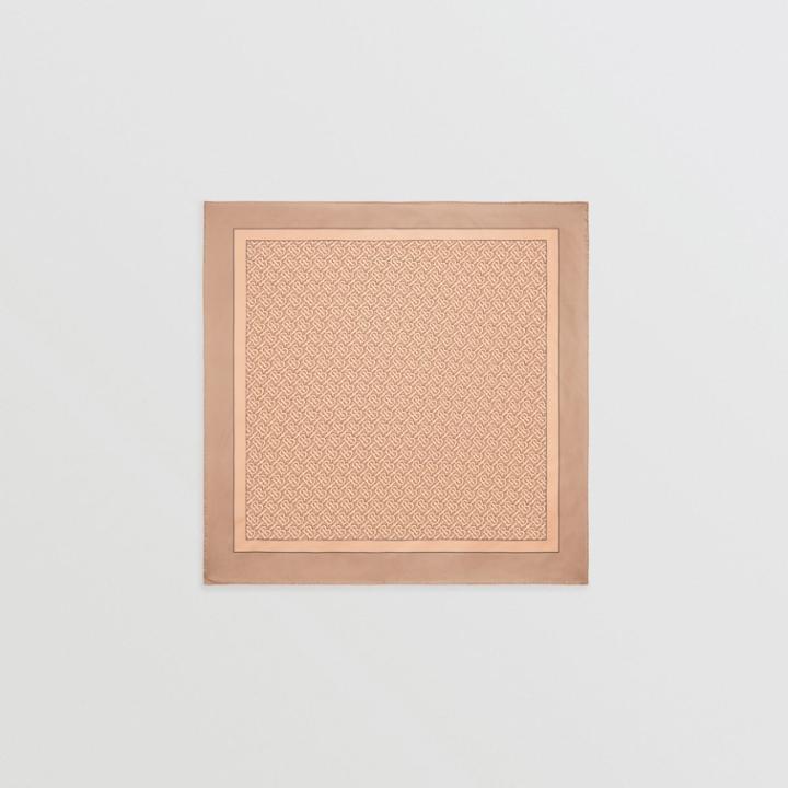 Burberry Burberry Monogram Print Silk Square Scarf, Brown