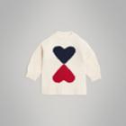 Burberry Burberry Double Heart Intarsia Wool Cashmere Sweater, Size: 14y, White