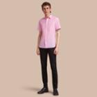 Burberry Burberry Short-sleeve Striped Cotton Seersucker Shirt, Size: Xl, Pink