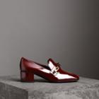 Burberry Burberry Link Detail Patent Leather Block-heel Loafers, Size: 37, Red