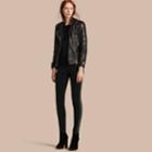 Burberry Burberry Skinny Fit Leather Panel Leggings, Size: 14, Black