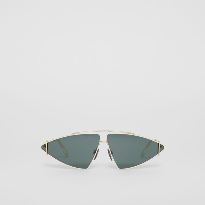 Burberry Burberry Gold-plated Triangular Frame Sunglasses, Green