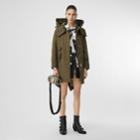 Burberry Burberry Detachable Hood Cotton Gabardine Parka, Size: 00, Green