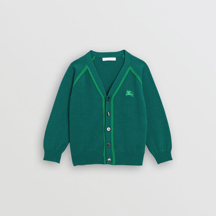Burberry Burberry Childrens Two-tone Cotton Knit Cardigan, Size: 10y, Green
