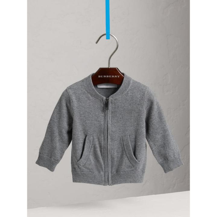 Burberry Burberry Check Detail Cotton Cardigan, Size: 6m, Grey