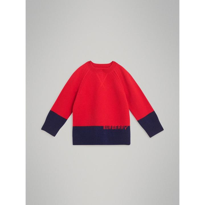 Burberry Burberry Childrens Logo Intarsia Cashmere Sweater, Size: 14y