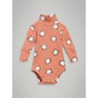 Burberry Burberry Flower Print Cotton Turtleneck Bodysuit, Size: 12m