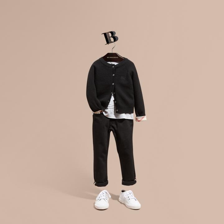 Burberry Burberry Check Cuff Cashmere Cardigan, Size: 8y, Black