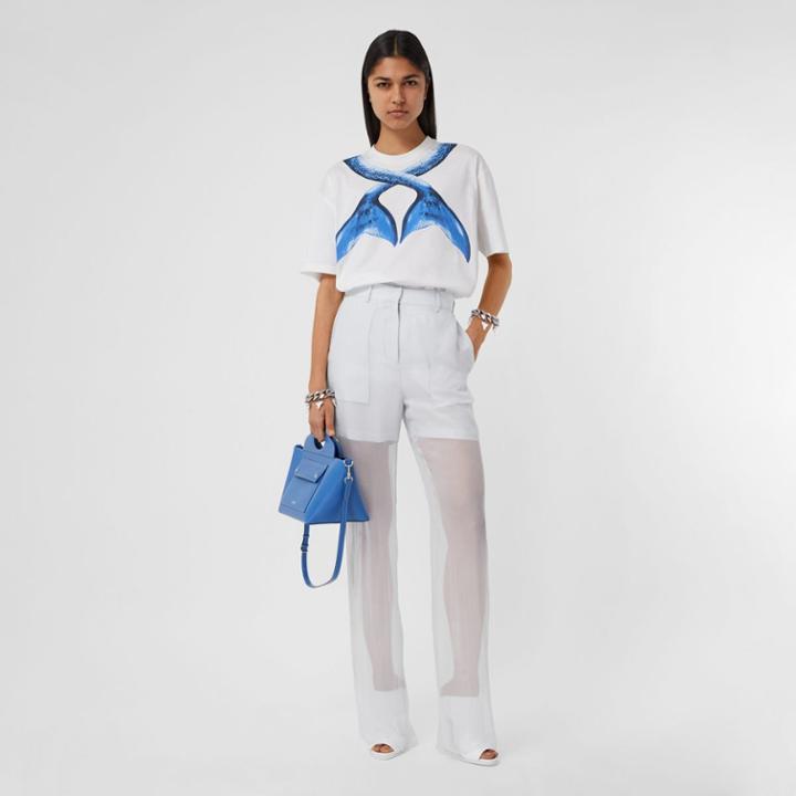 Burberry Burberry Mermaid Tail Print Cotton Oversized T-shirt, Blue