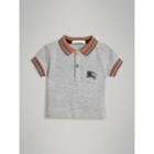 Burberry Burberry Heritage Stripe Detail Cotton Polo Shirt, Size: 12m, Grey