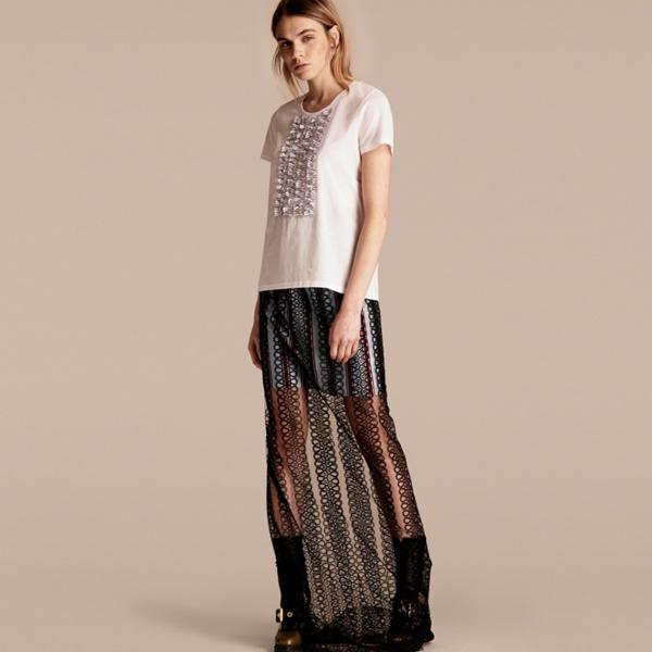Burberry Cotton T-shirt With Ruffled Bib