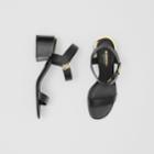 Burberry Burberry Monogram Motif Leather Block-heel Sandals, Size: 39.5, Black