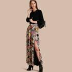 Burberry Burberry Floor-length Floral Print Silk Skirt, Size: 00, Black