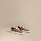 Burberry Burberry House Check And Leather Trainers, Size: 38, Brown