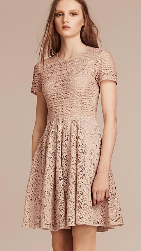 Burberry Floral And Mesh Lace Dress