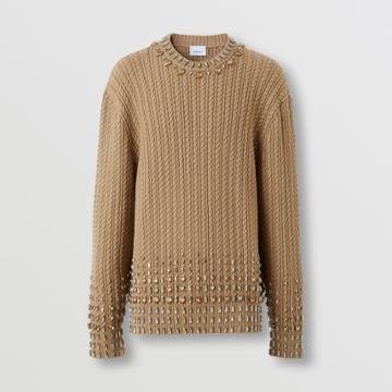 Burberry Burberry Crystal-embellished Cable Knit Wool Blend Sweater
