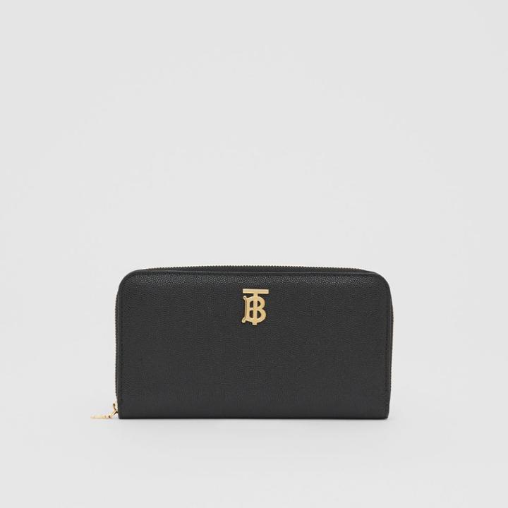 Burberry Burberry Monogram Motif Grainy Leather Ziparound Wallet, Black
