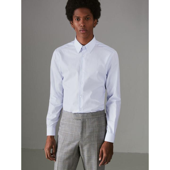 Burberry Burberry Slim Fit Striped Cotton Poplin Shirt, Size: 14