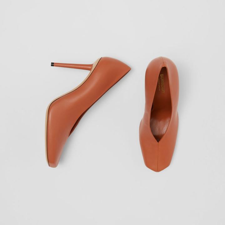 Burberry Burberry Lambskin Sculptural Pumps, Size: 38, Brown