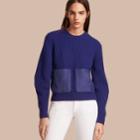 Burberry Burberry Oversize Pocket Detail Rib Knit Cashmere Cotton Sweater, Blue