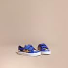 Burberry Burberry House Check And Leather Trainers, Size: 8, Blue