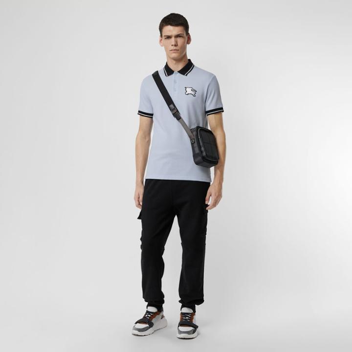 Burberry Burberry Tipped Cotton Piqu Polo Shirt, Size: Xxl, Blue