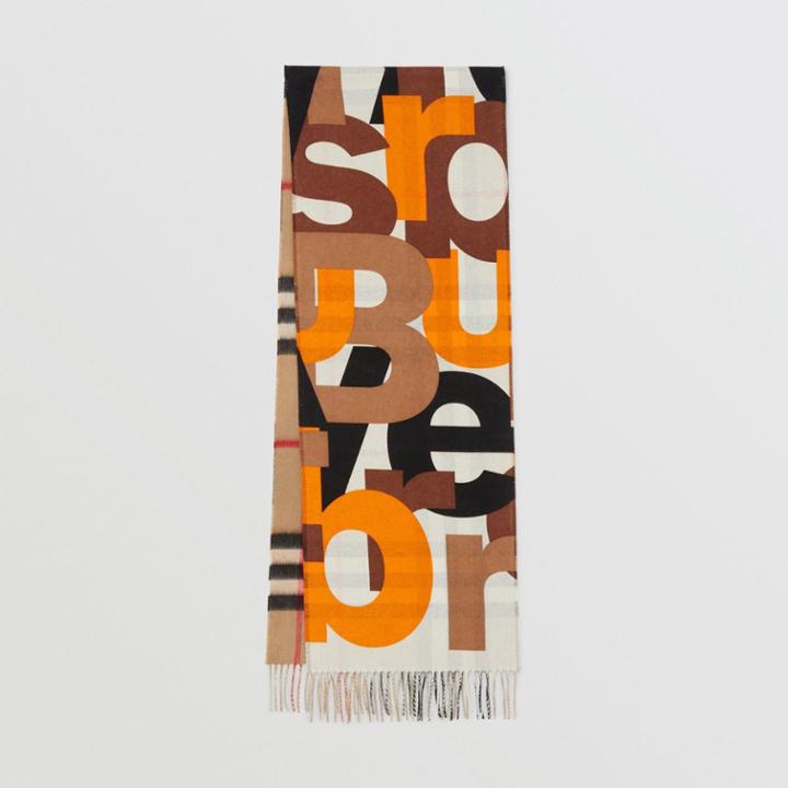 Burberry Burberry Block Print Check Cashmere Scarf, Brown