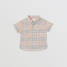 Burberry Burberry Childrens Button-down Collar Short-sleeve Check Cotton Shirt, Size: 12m, Beige