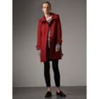 Burberry Burberry Technical Wool Cashmere Funnel Neck Coat, Size: 12, Red