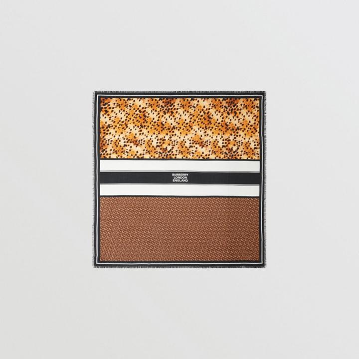 Burberry Burberry Montage Print Cashmere Large Square Scarf, Brown