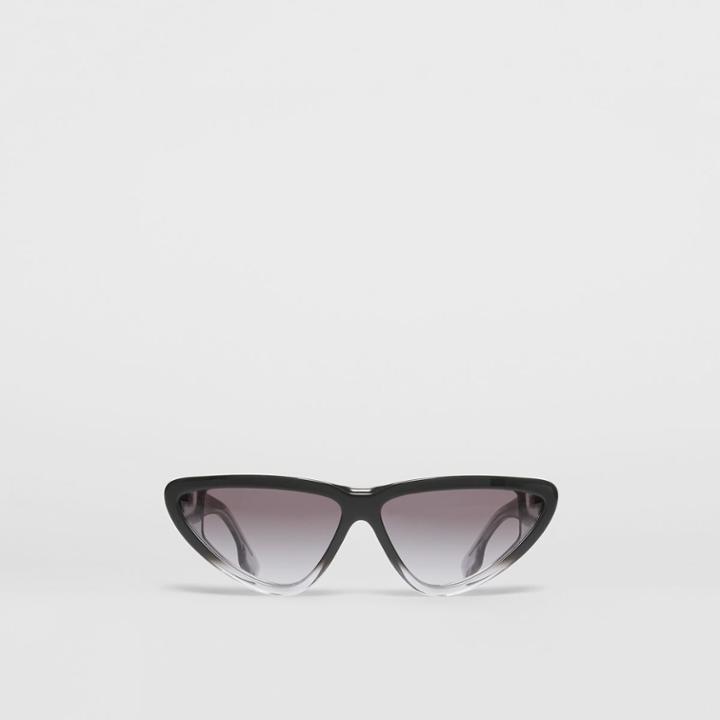 Burberry Burberry Gradient Detail Triangular Frame Sunglasses, Black