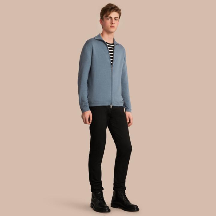 Burberry Burberry Cotton Cashmere Zip-front Top, Size: Xs, Blue