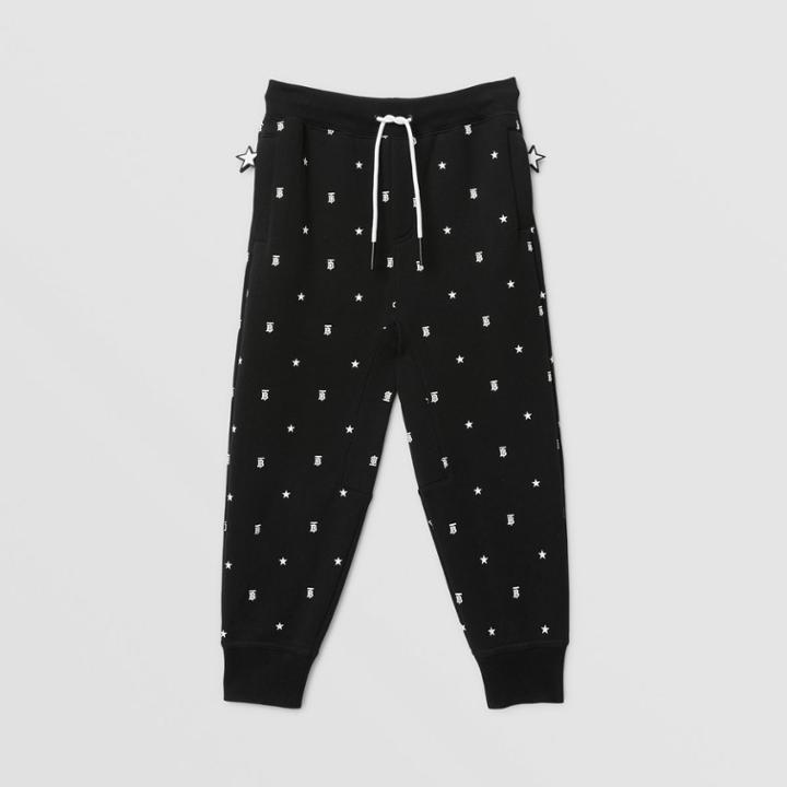 Burberry Burberry Childrens Star And Monogram Motif Cotton Jogging Pants, Size: 3y, Black