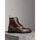 Burberry Burberry Topstitched Leather Derby Boots, Size: 42.5