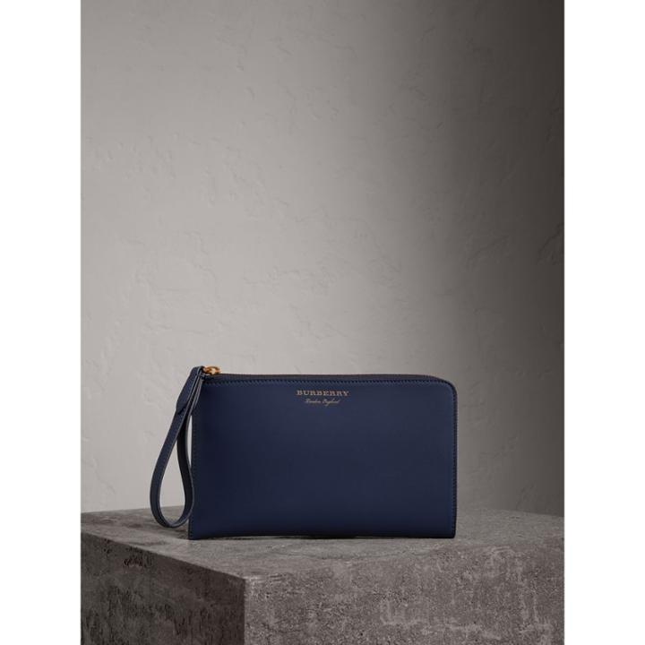 Burberry Burberry Two-tone Trench Leather Travel Wallet, Blue
