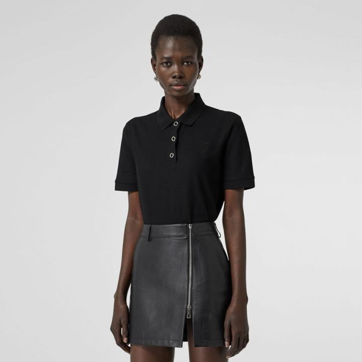 Burberry Burberry Monogram Motif Cotton Piqu Polo Shirt, Size: Xs, Black