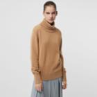 Burberry Burberry Embroidered Crest Cashmere Roll-neck Sweater, Brown