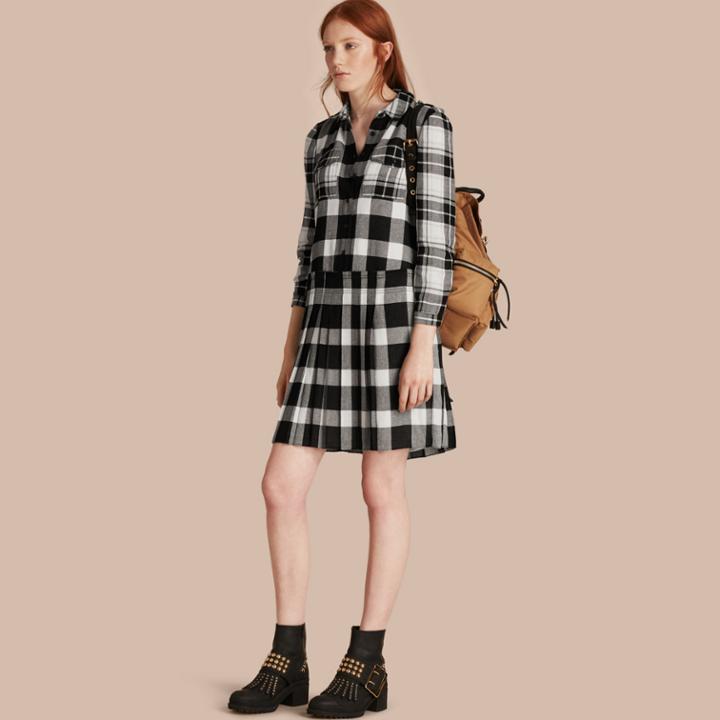 Burberry Burberry Check Kilt Dress, Size: 02, White